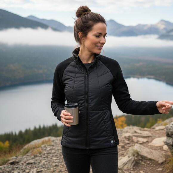 Smartwool Smartloft Jacket Womens Extra Large XL Black Insulated Merino Wool Zip - Picture 1 of 10